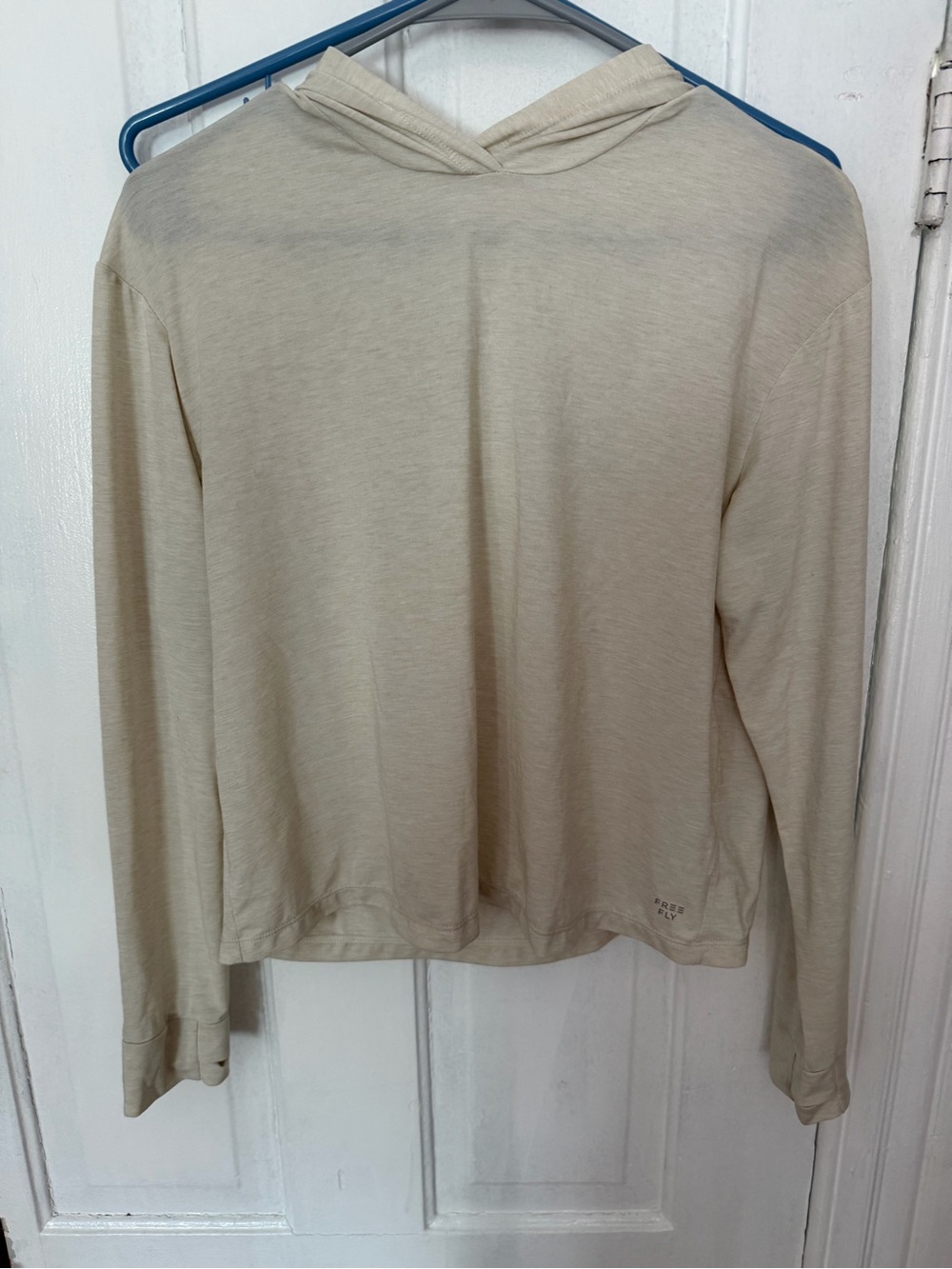 Women's Light Beige Hooded Long-Sleeve Top